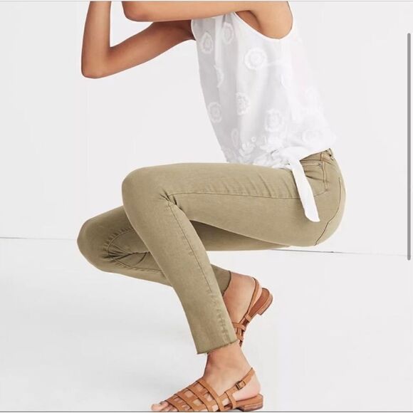 Madewell 9" High Rise Skinny Jean Green Raw Hem - Picture 8 of 14